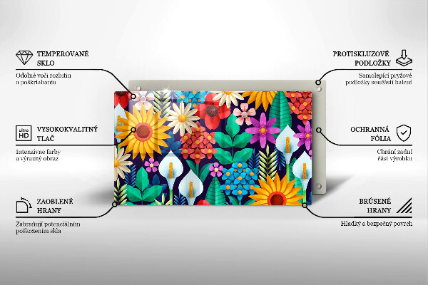 Skärbräda i härdat glas Illustration äng blommor