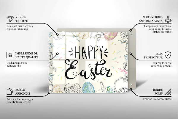 Skärbräda i härdat glas Glad påsk inskription