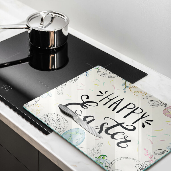 Skärbräda i härdat glas Glad påsk inskription