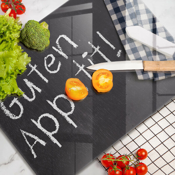 Skärbräda i härdat glas Inskriptionen God aptit!