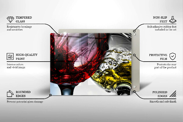 Skärbräda i härdat glas Glas vin