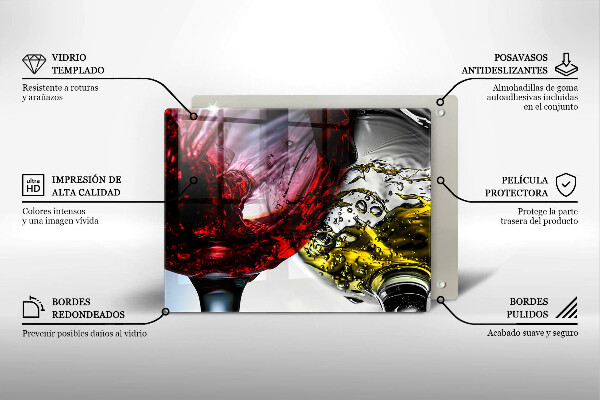 Skärbräda i härdat glas Glas vin