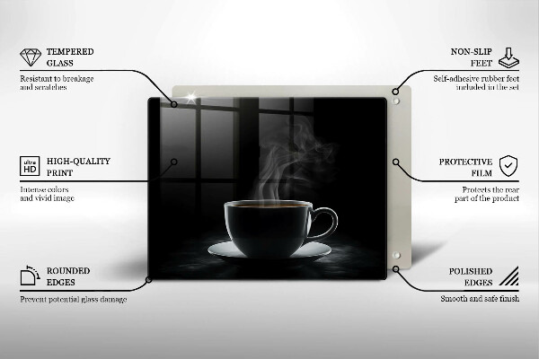 Skärbräda i härdat glas En varm kopp kaffe