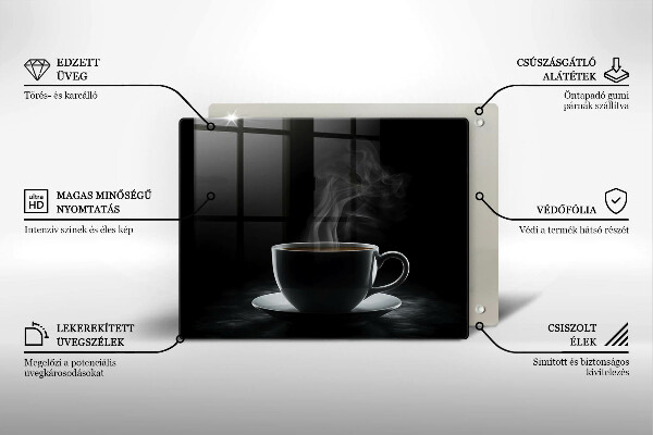 Skärbräda i härdat glas En varm kopp kaffe