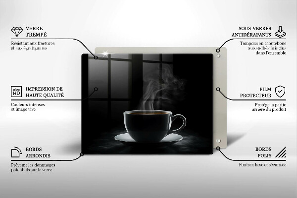 Skärbräda i härdat glas En varm kopp kaffe