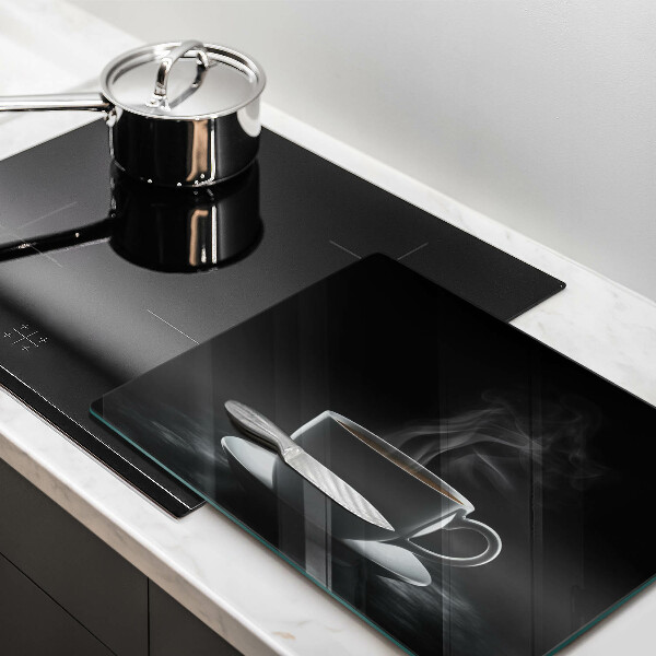 Skärbräda i härdat glas En varm kopp kaffe