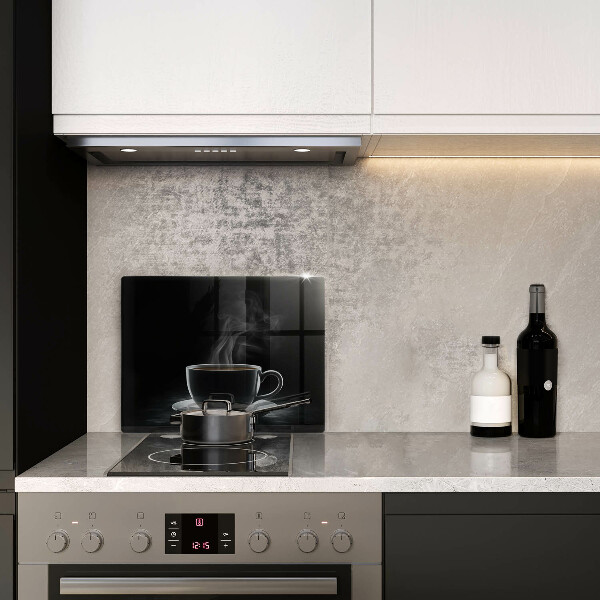 Skärbräda i härdat glas En varm kopp kaffe