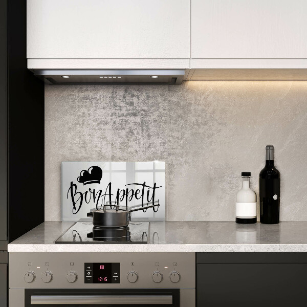 Skärbräda i härdat glas Inskriptionen Bon Appetit