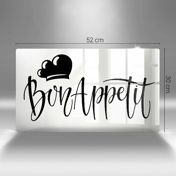 Skärbräda i härdat glas Inskriptionen Bon Appetit