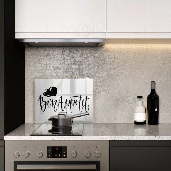 Skärbräda i härdat glas Inskriptionen Bon Appetit