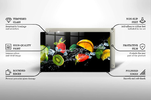 Skärbräda i härdat glas Frukt i vatten