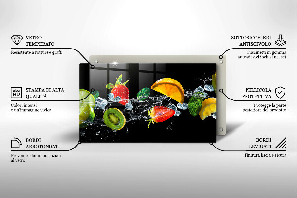 Skärbräda i härdat glas Frukt i vatten