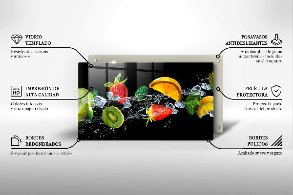 Skärbräda i härdat glas Frukt i vatten