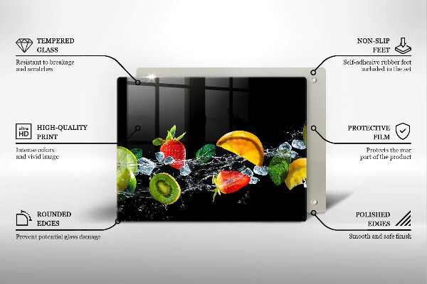 Skärbräda i härdat glas Frukt i vatten