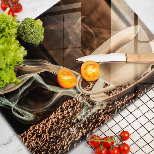 Skärbräda i härdat glas Kopp och kaffebönor