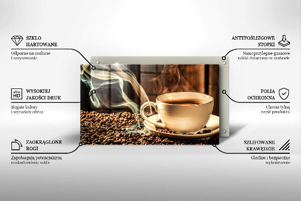 Skärbräda i härdat glas Kopp och kaffebönor