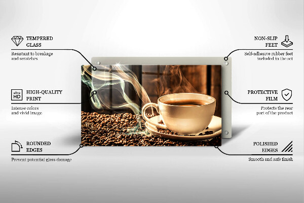 Skärbräda i härdat glas Kopp och kaffebönor