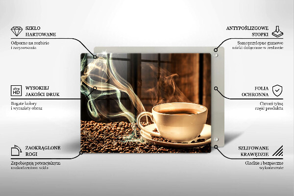 Skärbräda i härdat glas Kopp och kaffebönor