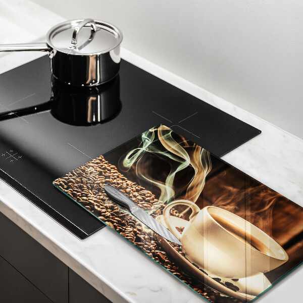 Skärbräda i härdat glas Kopp och kaffebönor