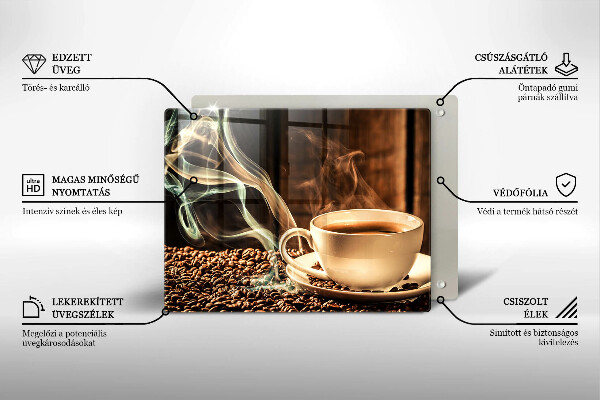 Skärbräda i härdat glas Kopp och kaffebönor