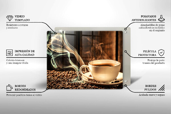 Skärbräda i härdat glas Kopp och kaffebönor