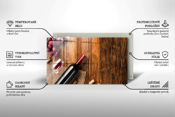 Skärbräda i härdat glas En flaska rött vin