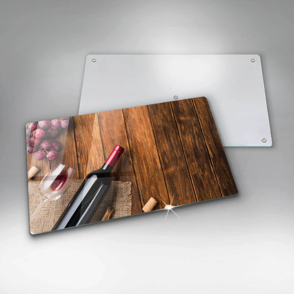 Skärbräda i härdat glas En flaska rött vin