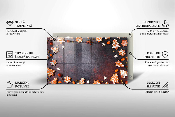 Skärbräda i härdat glas Jul pepparkakor