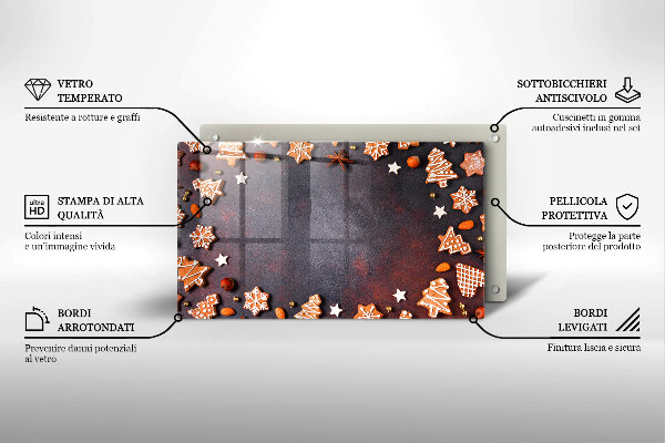 Skärbräda i härdat glas Jul pepparkakor