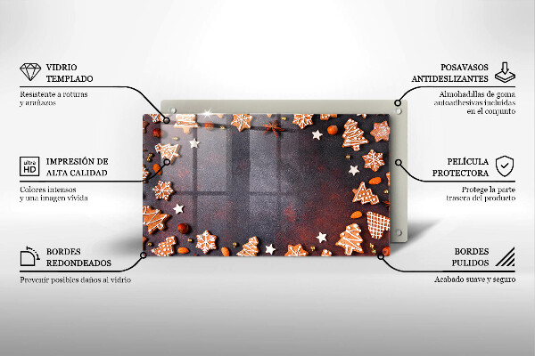 Skärbräda i härdat glas Jul pepparkakor