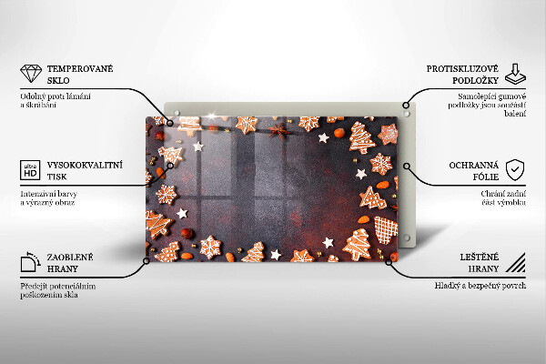 Skärbräda i härdat glas Jul pepparkakor