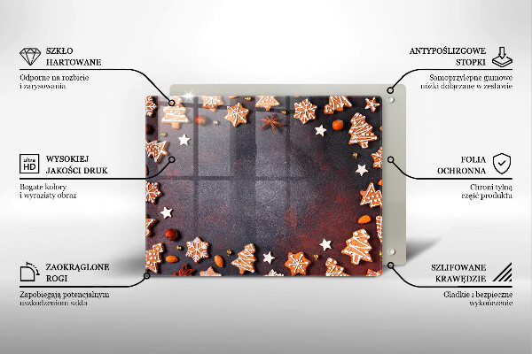 Skärbräda i härdat glas Jul pepparkakor