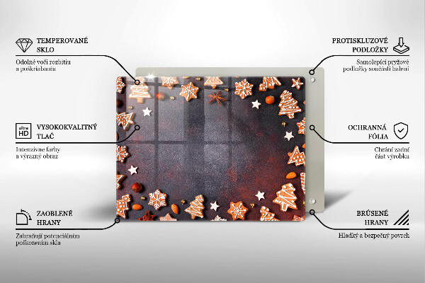 Skärbräda i härdat glas Jul pepparkakor