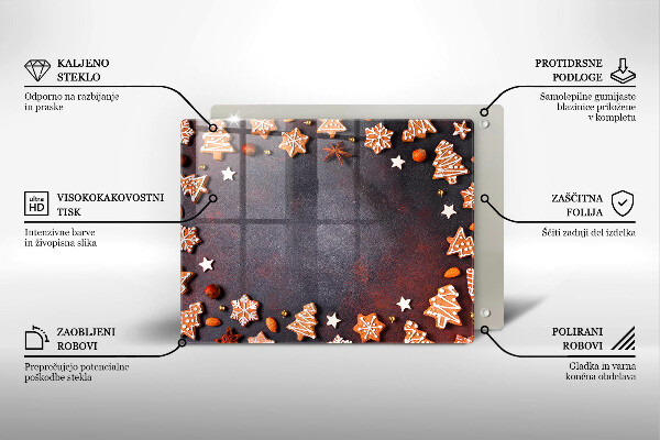 Skärbräda i härdat glas Jul pepparkakor