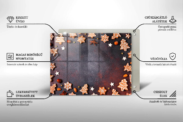 Skärbräda i härdat glas Jul pepparkakor