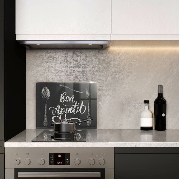 Skärbräda i härdat glas Inskriptionen Bon Appetit