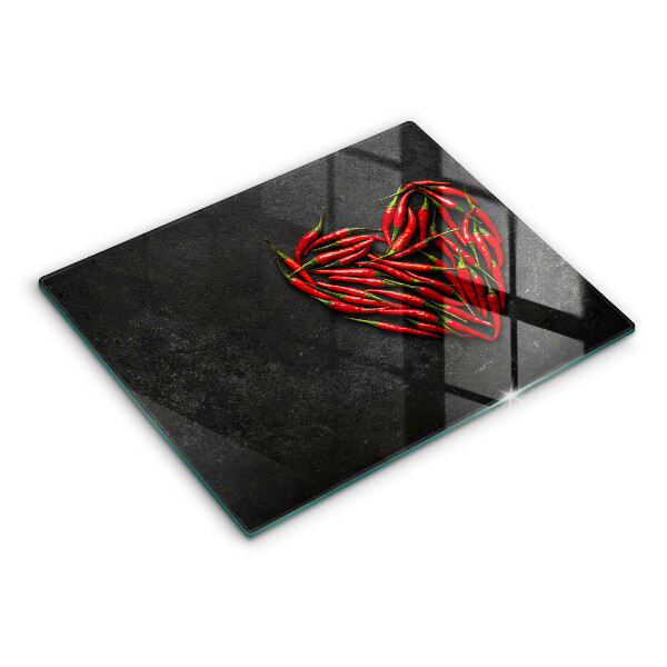 Skärbräda i härdat glas Chilipeppar hjärta