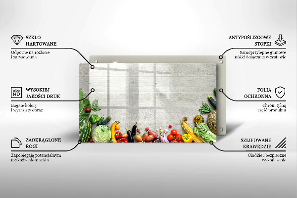 Skärbräda i härdat glas Grönsaker på brädor