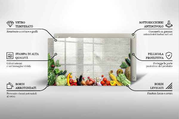 Skärbräda i härdat glas Grönsaker på brädor
