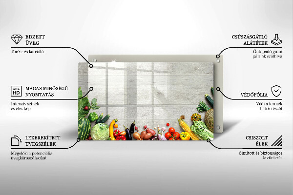 Skärbräda i härdat glas Grönsaker på brädor