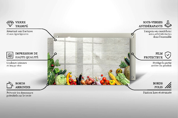 Skärbräda i härdat glas Grönsaker på brädor