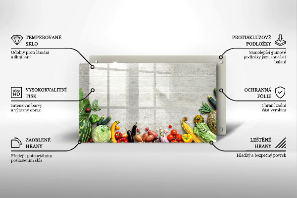 Skärbräda i härdat glas Grönsaker på brädor