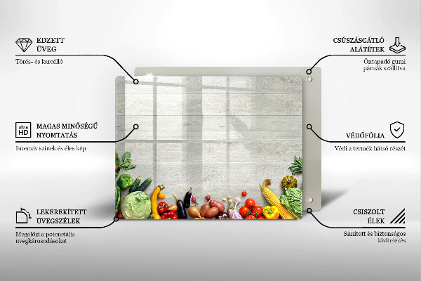 Skärbräda i härdat glas Grönsaker på brädor
