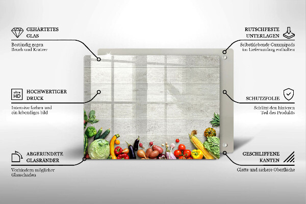 Skärbräda i härdat glas Grönsaker på brädor