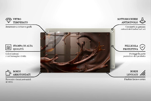 Skärbräda i härdat glas Flytande choklad
