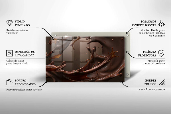 Skärbräda i härdat glas Flytande choklad