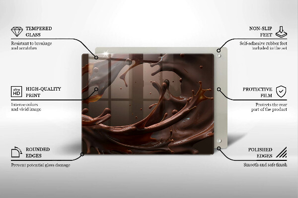 Skärbräda i härdat glas Flytande choklad