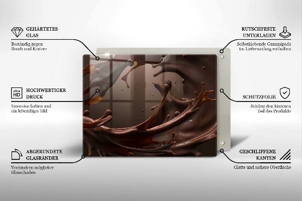Skärbräda i härdat glas Flytande choklad