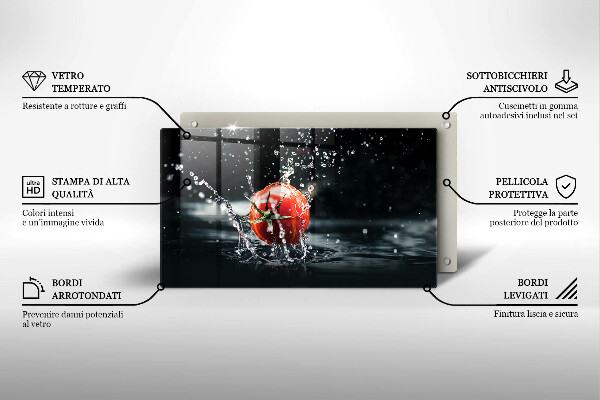 Skärbräda i härdat glas Tomat i vatten