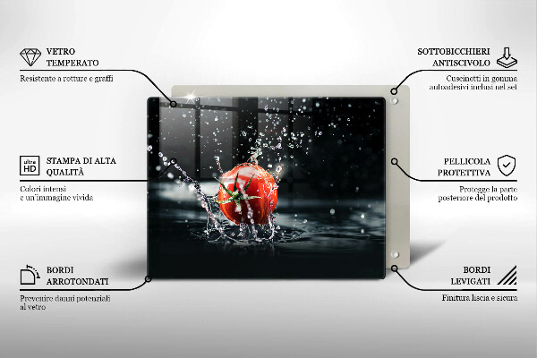 Skärbräda i härdat glas Tomat i vatten